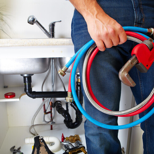 Plumbing tools on the kitchen.
